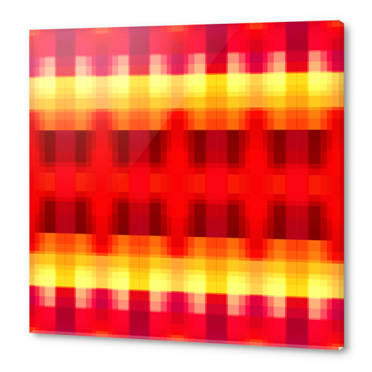 symmetry graphic design pixel geometric square pattern abstract background in red yellow Acrylic prints by Timmy333