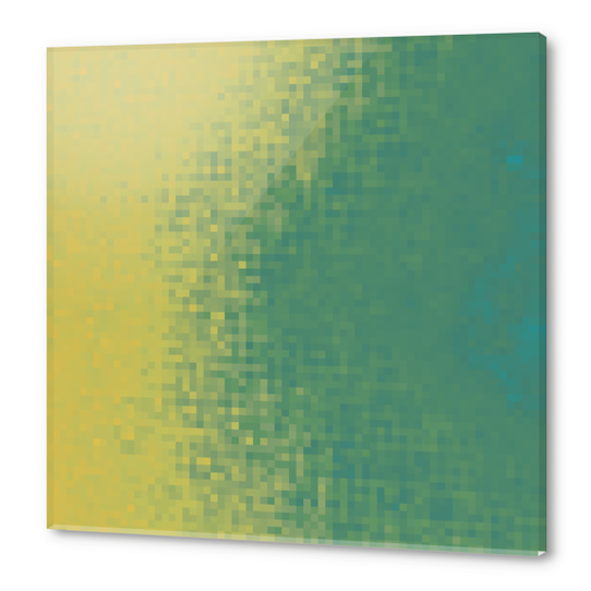 graphic design geometric pixel square pattern abstract background in green yellow Acrylic prints by Timmy333