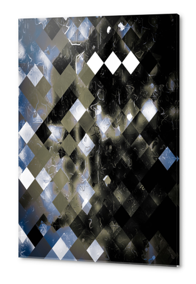 geometric pixel square pattern abstract background in blue and black Acrylic prints by Timmy333