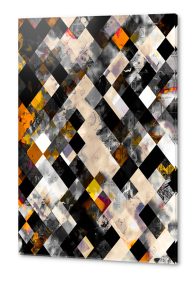 geometric pixel square pattern abstract background in yellow brown Acrylic prints by Timmy333