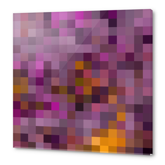 graphic design geometric pixel square pattern abstract in pink purple yellow Acrylic prints by Timmy333