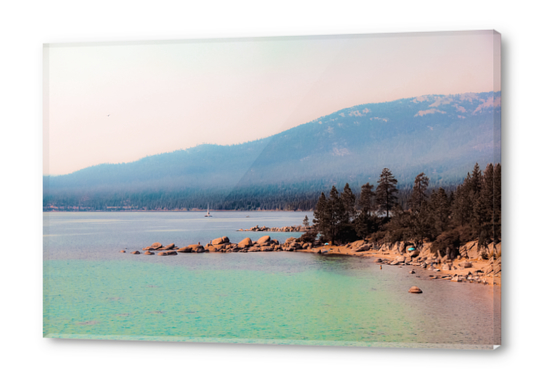 Lake view with mountain background at Lake Tahoe Nevada USA Acrylic prints by Timmy333