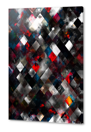 geometric pixel square pattern abstract background in red blue Acrylic prints by Timmy333