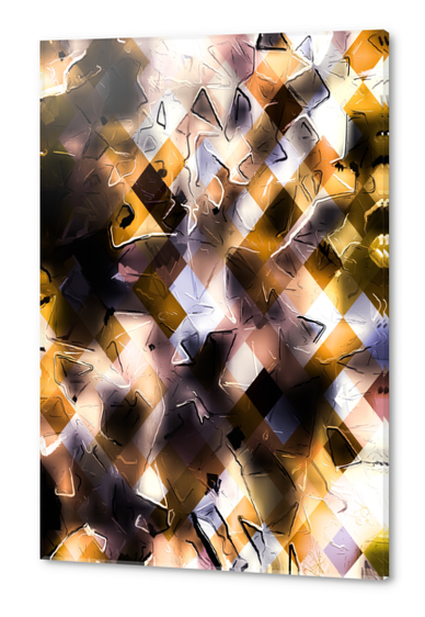 brown geometric pixel square pattern abstract art background Acrylic prints by Timmy333