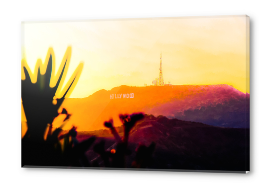 sunset sky at Hollywood Sign, Los Angeles, California, USA Acrylic prints by Timmy333