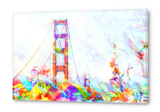 Golden Gate Bridge, San Francisco, USA with painting abstract Acrylic prints by Timmy333