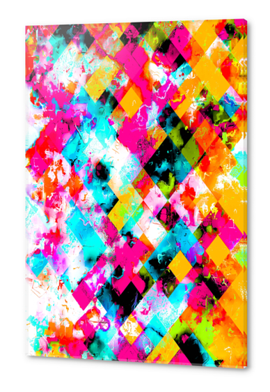 colorful geometric pixel square pattern abstract background in pink blue orange Acrylic prints by Timmy333