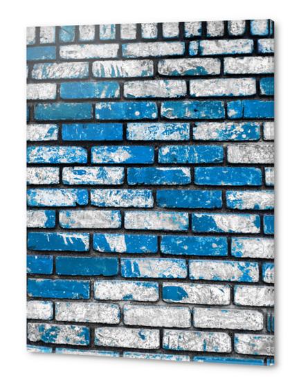 brick wall background in blue and white Acrylic prints by Timmy333