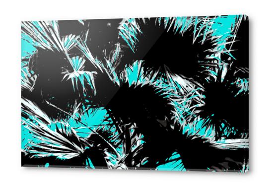 palm leaf abstract with blue background Acrylic prints by Timmy333