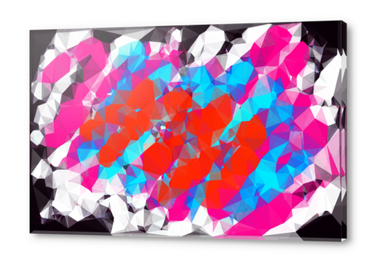 psychedelic geometric polygon abstract in pink red blue Acrylic prints by Timmy333