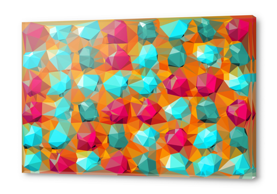 geometric polygon abstract pattern in orange pink green Acrylic prints by Timmy333