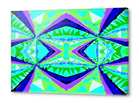 psychedelic geometric abstract pattern background in green purple blue Acrylic prints by Timmy333