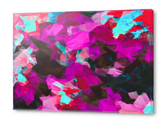 psychedelic geometric polygon abstract pattern in purple pink blue Acrylic prints by Timmy333