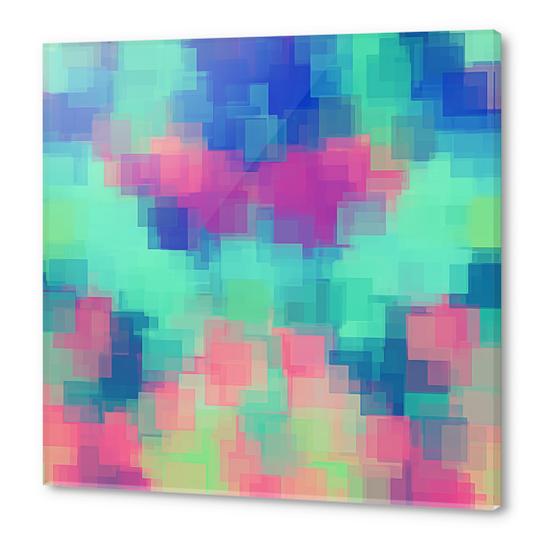 pink blue and green square pattern abstract background Acrylic prints by Timmy333