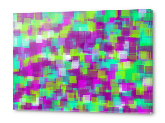 green and purple square pattern abstract background Acrylic prints by Timmy333