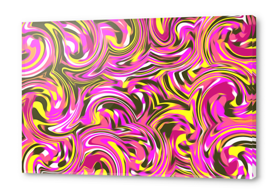 spiral line drawing abstract pattern in pink yellow black Acrylic prints by Timmy333