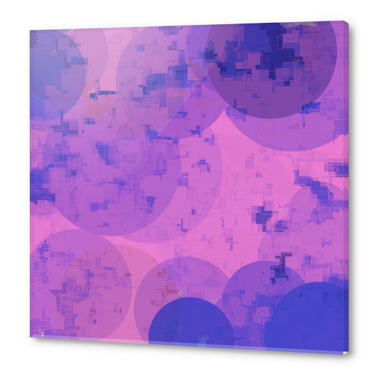 geometric circle and square pattern abstract in pink purple Acrylic prints by Timmy333