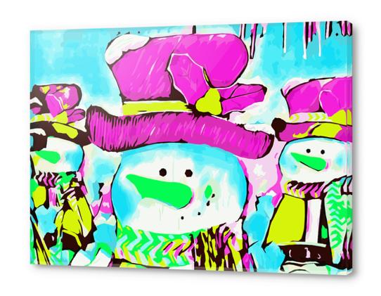 snowman with pink hat and blue background Acrylic prints by Timmy333