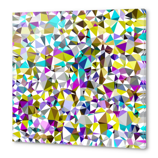 geometric triangle polygon pattern abstract background in yellow blue pink Acrylic prints by Timmy333