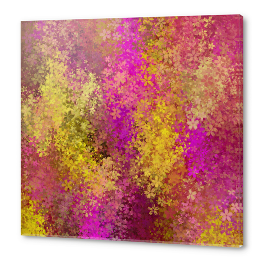 flower pattern abstract background in pink and yellow Acrylic prints by Timmy333