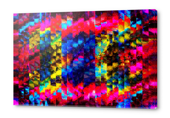 psychedelic geometric painting abstract pattern in red pink blue yellow Acrylic prints by Timmy333