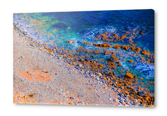 blue water at the ocean with rock and stone in summer Acrylic prints by Timmy333