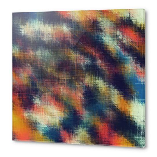 red pink yellow blue and black plaid pattern abstract background Acrylic prints by Timmy333