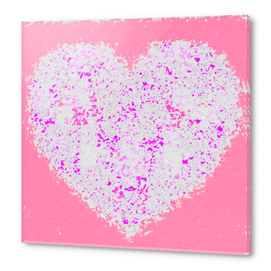 pink and white heart shape with pink background Acrylic prints by Timmy333