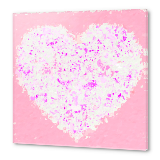 white and pink heart shape with pink background Acrylic prints by Timmy333