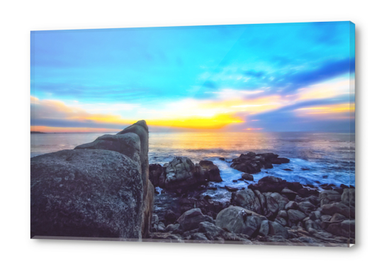 ocean sunset view with beautiful blue cloudy sky Acrylic prints by Timmy333