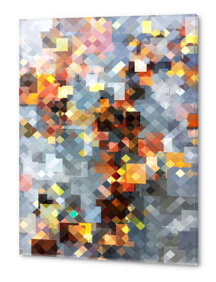 brown geometric square pixel pattern abstract background Acrylic prints by Timmy333