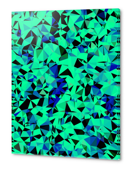 geometric triangle pattern abstract in green blue black Acrylic prints by Timmy333