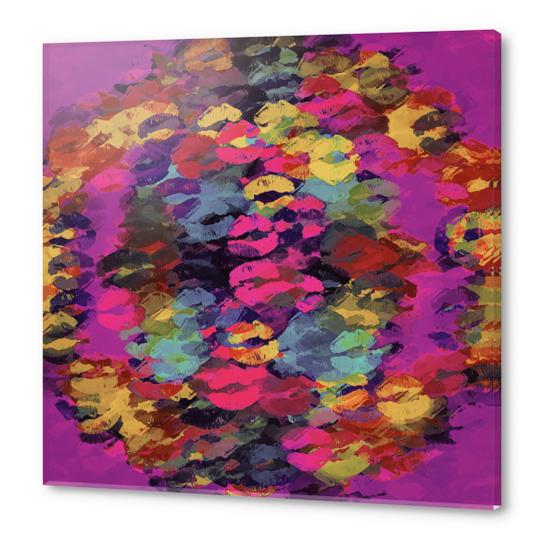 pink red yellow and purple kisses lipstick abstract background Acrylic prints by Timmy333