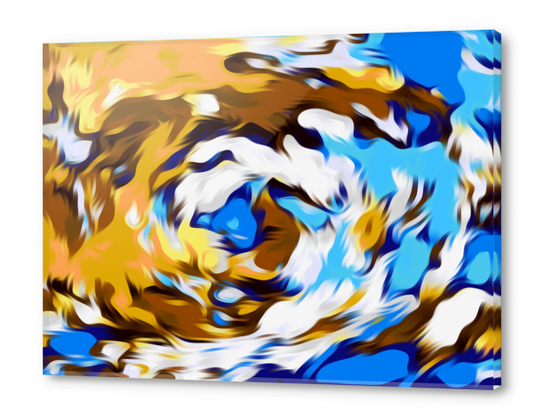 yellow brown and blue spiral painting texture abstract background Acrylic prints by Timmy333