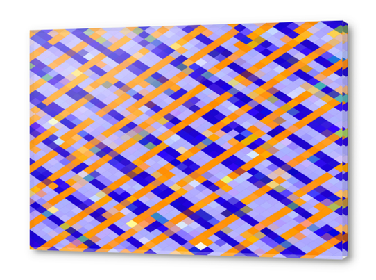 geometric pixel square pattern abstract background in orange blue purple Acrylic prints by Timmy333