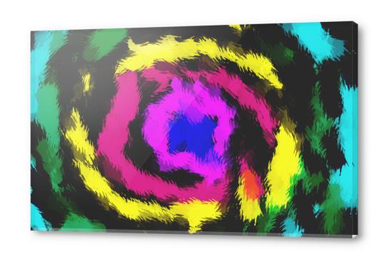 pink blue yellow black and green spiral painting background Acrylic prints by Timmy333