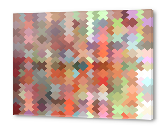 geometric square pixel pattern abstract in orange brown green Acrylic prints by Timmy333