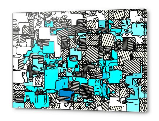 geometric graffiti square pattern abstract in blue white and black Acrylic prints by Timmy333