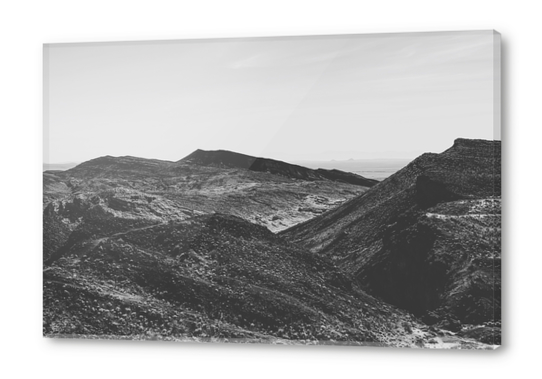 summer view with mountain in the desert in black and white Acrylic prints by Timmy333