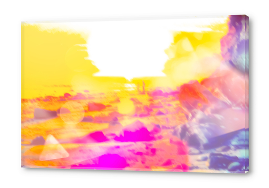 summer sunset at the beach with summer bokeh light abstract Acrylic prints by Timmy333