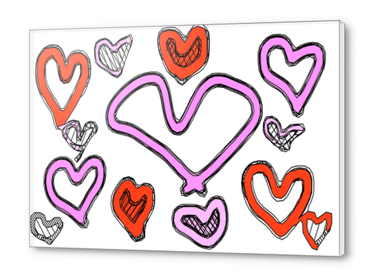 red and pink heart shape graffiti drawing Acrylic prints by Timmy333