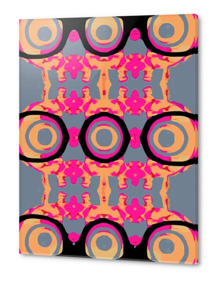 psychedelic graffiti skull head in pink and orange with grey background Acrylic prints by Timmy333