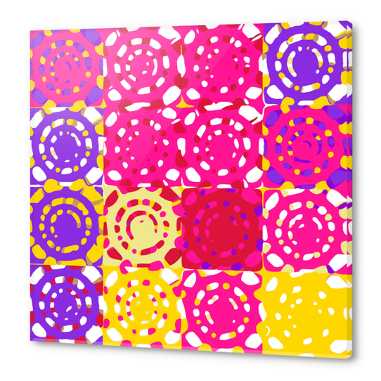 graffiti circle pattern abstract in pink yellow and purple Acrylic prints by Timmy333