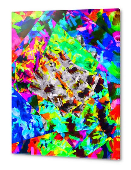 psychedelic splash painting abstract in blue green orange pink brown Acrylic prints by Timmy333