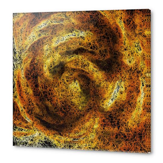 psychedelic geometric camouflage painting abstract in brown yellow and black Acrylic prints by Timmy333