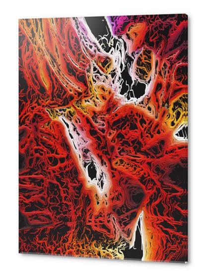 psychedelic painting abstract background in orange brown and black Acrylic prints by Timmy333