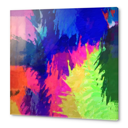 painting texture abstract background in blue pink yellow green Acrylic prints by Timmy333