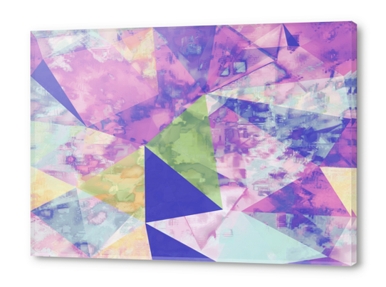 psychedelic geometric triangle polygon pattern abstract background in pink purple blue yellow Acrylic prints by Timmy333