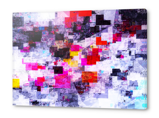 vintage psychedelic geometric square pixel pattern abstract in pink red blue purple Acrylic prints by Timmy333