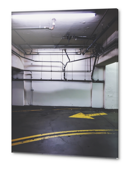 parking lot with the yellow arrow and tubes Acrylic prints by Timmy333